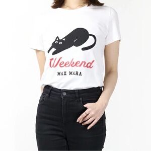 MaxMara Weekend Cat Graphic T-Shirt - White and Black Sz medium NWOT